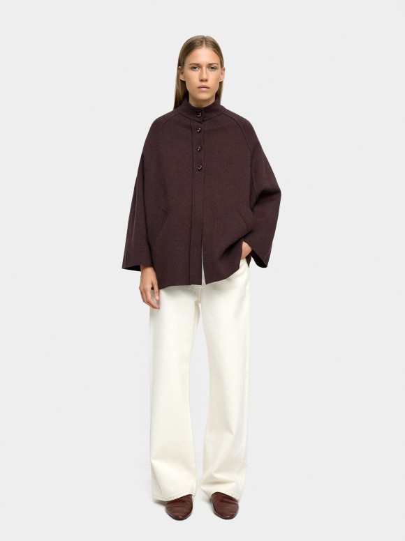 Poncho En Maille À Col Roulé