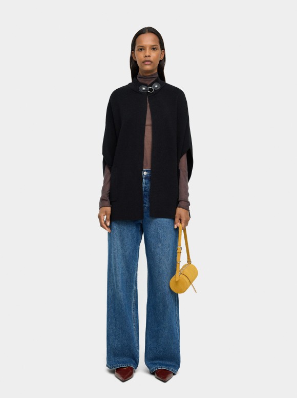 Poncho En Maille À Col Roulé
