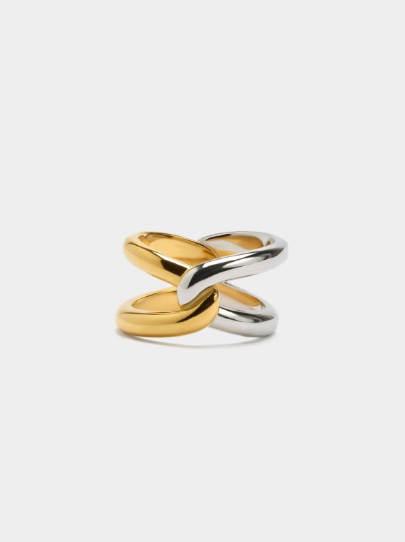 Bague Croisée Bicolore -...
