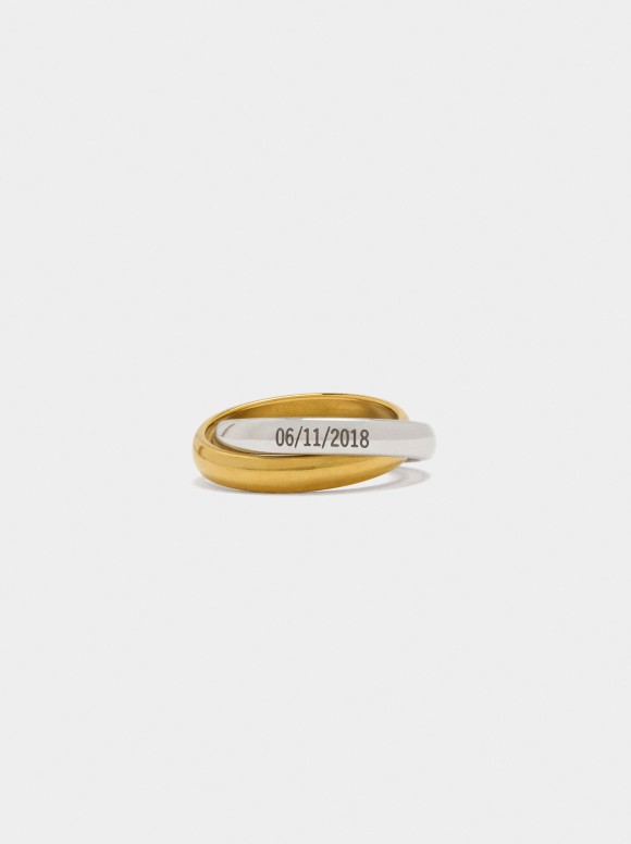 Bague Croisée Bicolore -...