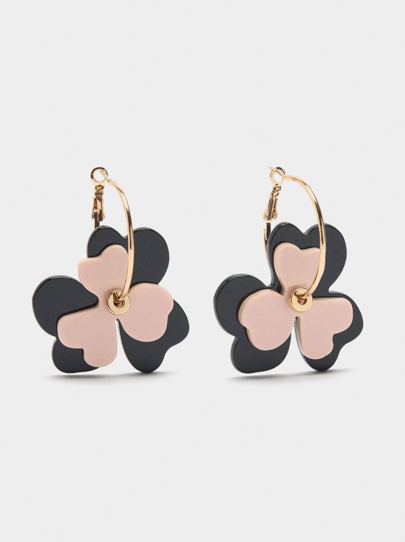 Créoles Avec Fleurs En Résine