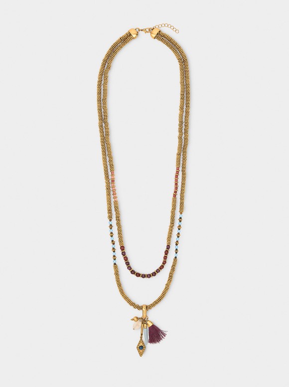 Collier Double Avec Perles...