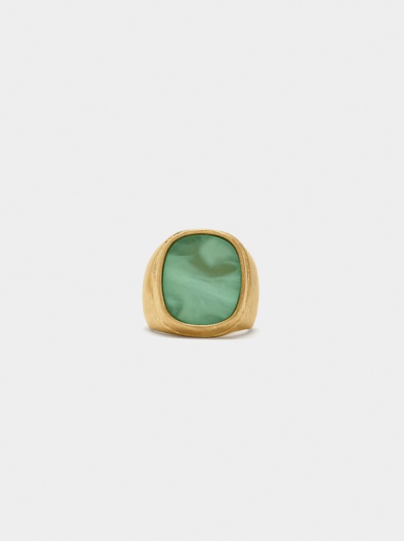 Bague Carré Avec Effet Pierre