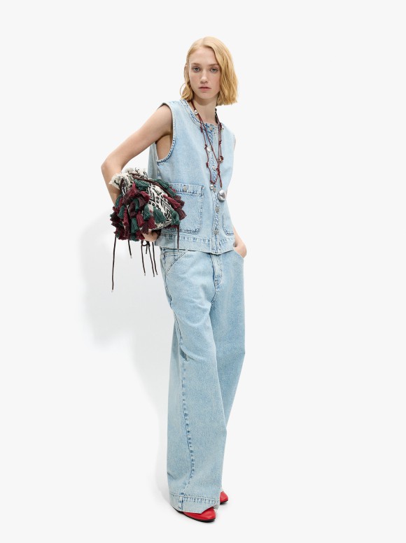 Pantalon Denim Wide Leg...