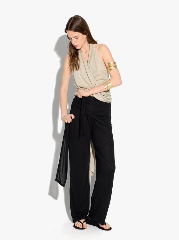 Pantalon Avec Drapé Et Nœud