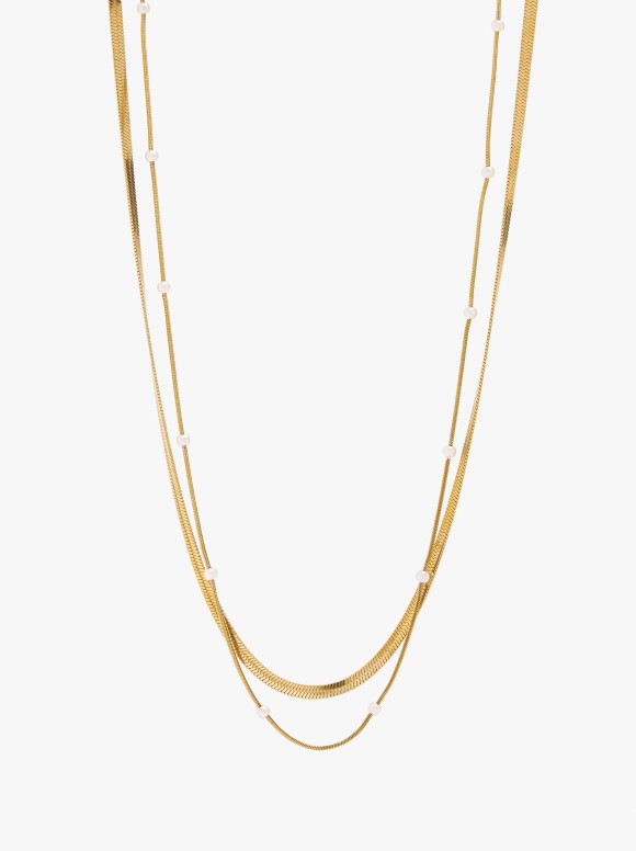 Collier Double Avec Perles...
