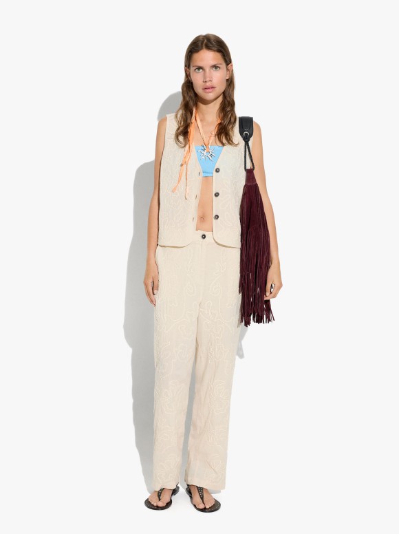 Pantalon Avec Broderie En...