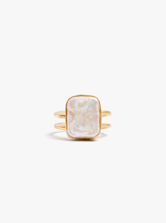 Bague Rectangulaire Avec Perle