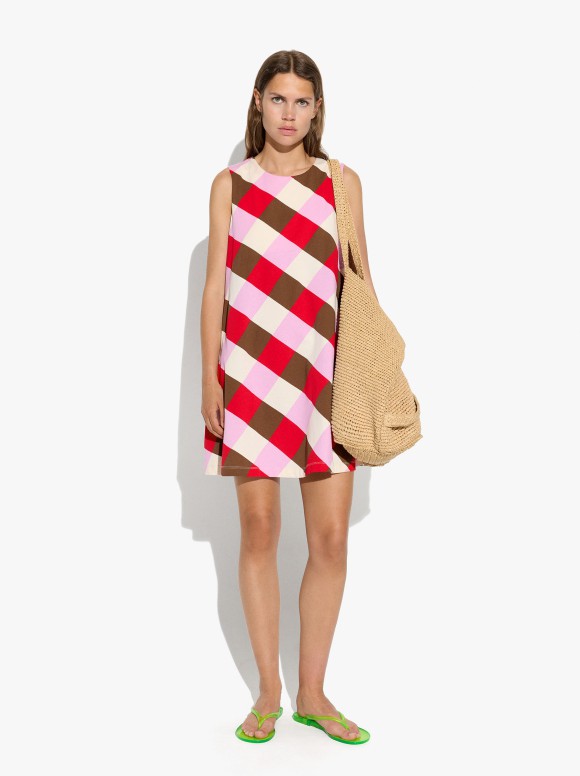 Robe Courte Aux Carrés Colorés
